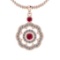 1.03 Ctw VS/SI1 Ruby And Diamond 14K Rose Gold Pendant Necklace