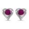 Certified 14k White Gold Round Ruby Heart Earrings