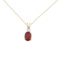 Certified 14K Yellow Gold Oval Ruby & Diamond Pendant