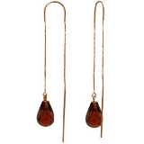 14K Solid Rose Gold Threaded Dangles Earrings with Garnets