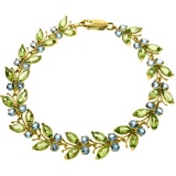 16.5 Carat 14K Solid Gold Butterfly Bracelet Peridot Blue Topaz