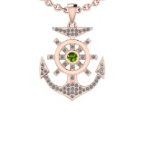 0.46 Ctw I1/I2Peridot And Diamond 10K Rose Gold Pendant