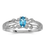 Certified 14k White Gold Oval Blue Topaz Ring