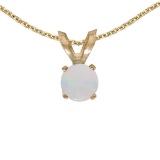 Certified 14k Yellow Gold Round Opal Pendant 0.09 CTW