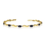 Certified 14K Yellow Gold Oval Sapphire and Diamond Bracelet 3.16 CTW