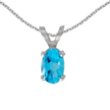 Certified 14k White Gold Oval Blue Topaz Pendant