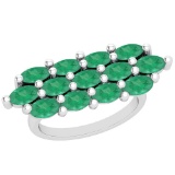 3.25 Ctw Emerald 14K White Gold Vintage Style Ring