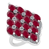 5.95 Ctw VS/SI1 Ruby And Diamond 14K White Gold Vintage Style Ring