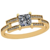 0.90 Ctw SI2/I1 Diamond Platinum 14K Yellow Gold Plated Ring