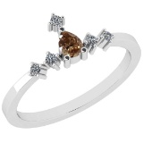 0.23 Ct Natural Brown Diamond I2/I3And White Diamond I2/I3 18k White Gold Anniversary Ring