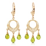 3.75 CTW 14K Solid Gold Funfare Peridot Earrings