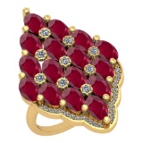 5.95 Ctw VS/SI1 Ruby And Diamond 14K Yellow Gold Vintage Style Ring