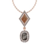 2.45 Ct Natural Brown & Black Diamond I2/I3And White Diamond I2/I3 14k Rose Gold Pendant