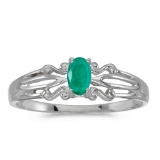 Certified 14k White Gold Oval Emerald Ring