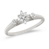 Certified 14K White Gold Diamond Cluster Ring