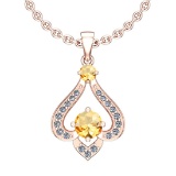 0.77 Ctw VS/SI1 Citrine And Diamond 10K Rose Gold Vintage Pendant