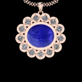 11.55 Ctw I2/I3 Tanzanite And Diamond Bezel Set 10K Rose Gold Victorian Style Pendant