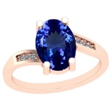 2.70 Ctw VS/SI1 Tanzanite And Diamond Platinum 14K Rose Gold Plated Vintage Style Ring