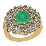 5.77 Ctw VS/SI1 Emerald And Diamond 14K Yellow Gold Victorian Style Ring