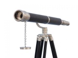 Floor Standing Brushed Nickel With Leather Galileo Telescope 65in.