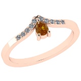 0.21 Ct Natural Yellow Diamond I2/I3And White Diamond I2/I3 14k Rose Gold Vintage Style Ring