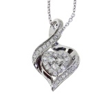 Certified 14k White Gold Bypass Diamond Heart Pendant