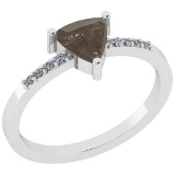 1.11 Ct Natural Salt Pepper Diamond I2/I3And White Diamond I2/I3 18k White Gold Vintage Style Ring