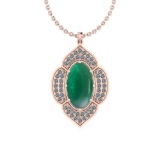 21.37 Ctw VS/SI1 Emerald And Diamond 14K Rose Gold Pendant