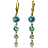 7.8 Carat 14K Solid Gold Drizzle Blue Topaz Earrings