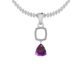 Certified 7.75 Ctw I2/I3 Amethyst And Diamond 14K White Gold Pendant