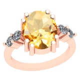 1.74 Ctw I2/I3 Citrine And Diamond 10K Rose Gold Victorian Style Ring