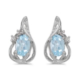 Certified 14k White Gold Oval Aquamarine And Diamond Teardrop Earrings 0.62 CTW