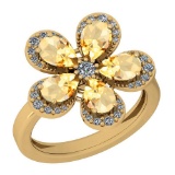 2.80 Ctw Citrine And Diamond I2/I3 14K Yellow Gold Vintage Style Ring