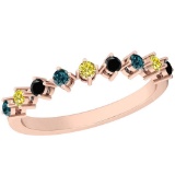 0.32 Ctw I1/I2 Treated Fancy Black ,Yellow,Blue, Diamond 14K Rose Gold Ring