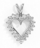 Certified 14K White Gold and Diamond Heart Pendant (1.50 carat)