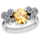 2.44 Ctw VS/SI1 Citrine And Diamond Platinum Vintage Style Ring