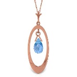 14K Solid Rose Gold Necklace with Briolette Blue Topaz