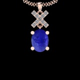 5.61 Ctw I2/I3 Tanzanite And Diamond 10K Rose Gold Victorian Style Pendant