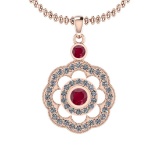 1.03 Ctw VS/SI1 Ruby And Diamond 14K Rose Gold Pendant Necklace