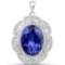 27.91 Carat Genuine Tanzanite and White Diamond 18K White Gold Pendant