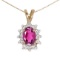 Certified 10k Yellow Gold Oval Pink Topaz And Diamond Pendant