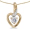 Certified 14k Yellow Gold Round White Topaz And Diamond Heart Pendant
