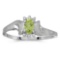 Certified 10k White Gold Oval Peridot And Diamond Satin Finish Ring