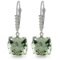 7.35 Carat 14K Solid White Gold Leverback Earrings Diamond Green Amethyst