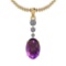 Certified 23.27 Ctw I2/I3 Amethyst And Diamond 14K Yellow Gold Pendant
