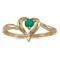 Certified 14k Yellow Gold Round Emerald Heart Ring 0.19 CTW