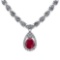 14.44 Ctw SI2/I1 Ruby And Diamond 14K White Gold Necklace