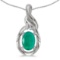 Certified 14k White Gold Oval Emerald And Diamond Pendant