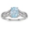 Certified 14k White Gold Oval Aquamarine And Diamond Ring