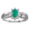 Certified 14k White Gold Oval Emerald And Diamond Ring